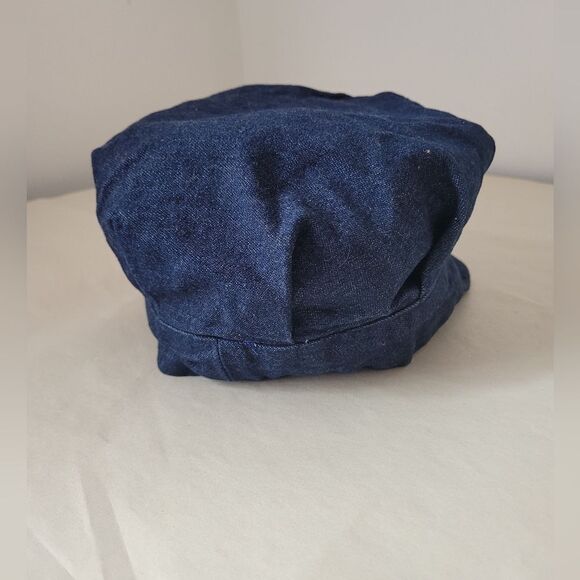 Denim Conductor Hat Dark Wash Handmade Cotton Y2K Grunge 90s Newsboys - Picture 5 of 6